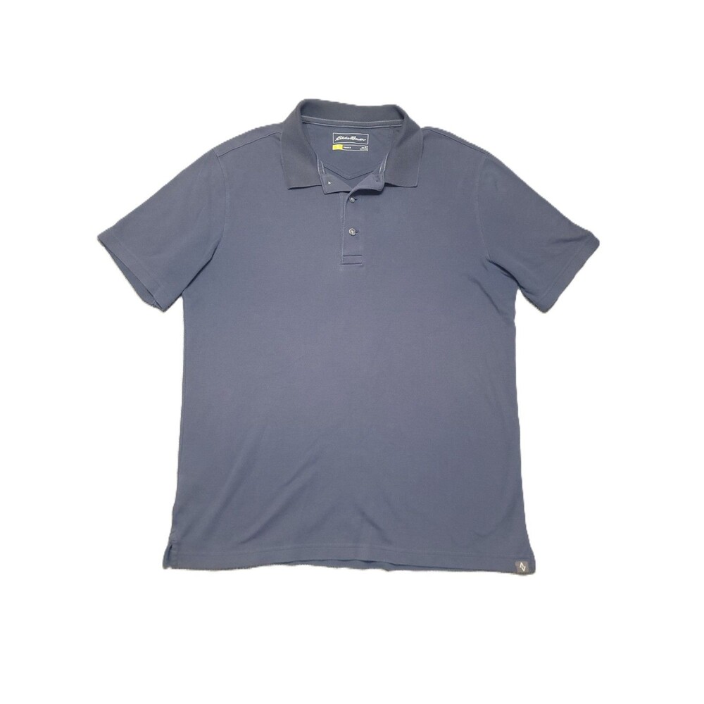 Eddie Bauer Travex Short Sleeve Polo Shirt Mens TL Stretch Blue Short Sleeve